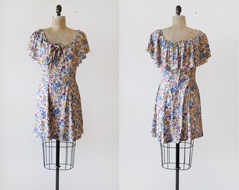 Vespa Dress / 1990s floral skater dress / vintage ruffle mini dress
