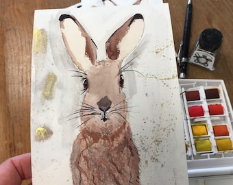 Hares Looking at Ya!, pack of 4 art cards with envelopes A6