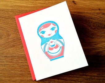 Matryoshka Doll Letterpress Greeting Card
