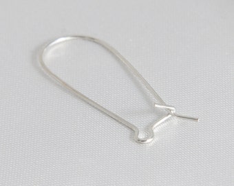20 pcs 10 Pair - 35mm Large Kidney Ear Wires Earring Findings Silver
