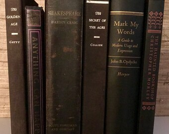 Black decorative books, Black vintage books,Home Decor,Interior Design,Decor,Library,Decorative,Book Stack,Staging,wedding decor, photo prop