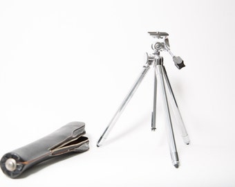 Chrome Camera Tripod Stand Sunset
