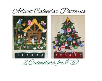 2 for 20 Advent Calendar Patterns • Nativity & Christmas Tree • Save 8 Bucks!