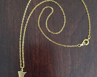 Minnesota Necklace, Minnesota, gold Minnesota necklace, Minnesota jewelry, Minnesota pendant, state necklace, state jewelr, gold necklace