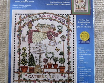 Gardening Counted Cross Stitch Kit plants planting Janlynn 2000