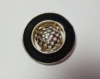 Black and Gold Tone Pendant/Brooch