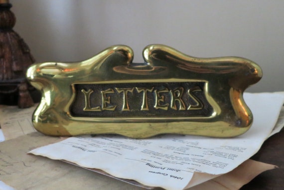 Art Nouveau Brass LETTER Mail Slot Front Door Plate Antique Art Nouveau Brass LETTER Mail Slot Front Door Plate Antique Architectural Vintage Hardware from CaughtMyFancy on Etsy Studio - Art Nouveau Brass LETTER Mail Slot Front Door Plate Antique