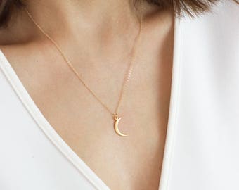 Gold Moon Necklace, Silver Moon Necklace, Gold Crescent Moon Necklace, Gold Moon Pendant, Silver Moon Pendant, Rose Gold Moon Necklace