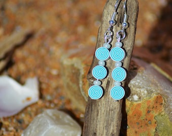 pair of earrings in polymer clay spiral
