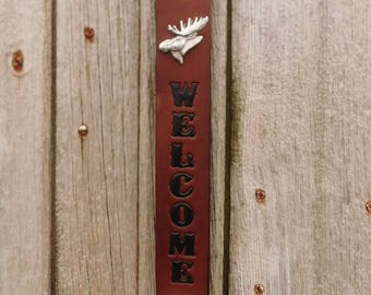 NEW Moose Welcome Sleigh Bell Door Hanger