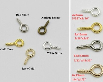 Tiny Screw Eye Pin Bail Nail Top Drill Hook Loop Clay Vial Resin Bead Wood Charm