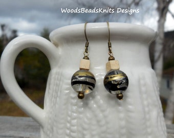 Lucite Earrings, Wood Earrings, Bohemian Earrings, Dainty Earrings, Antique Brass Nickel-Free Hooks, Gift Women, Super Lightweight Earrings