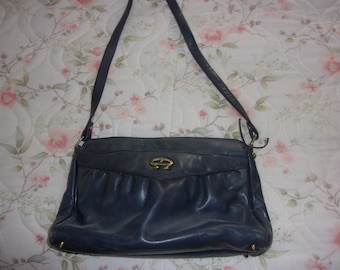 Vintage leather Navy Blue Etienne Aigner Shoulder bag