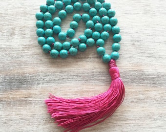 tassel necklace- bohemian jewelry- beaded tassel necklace- bohemian necklace- beaded necklace- turquoise necklace- gift for women