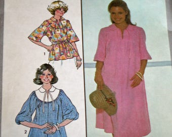 Vintage, 1970s, Sewing Pattern, Simplicity 8480, Misses', Pullover Dress or Top and Tie Belt, Jiffy Pattern, Misses' Size 10, Bust 32 1/2"