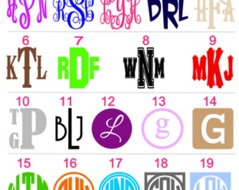6" - 10" Custom Vinyl Monogram Decal