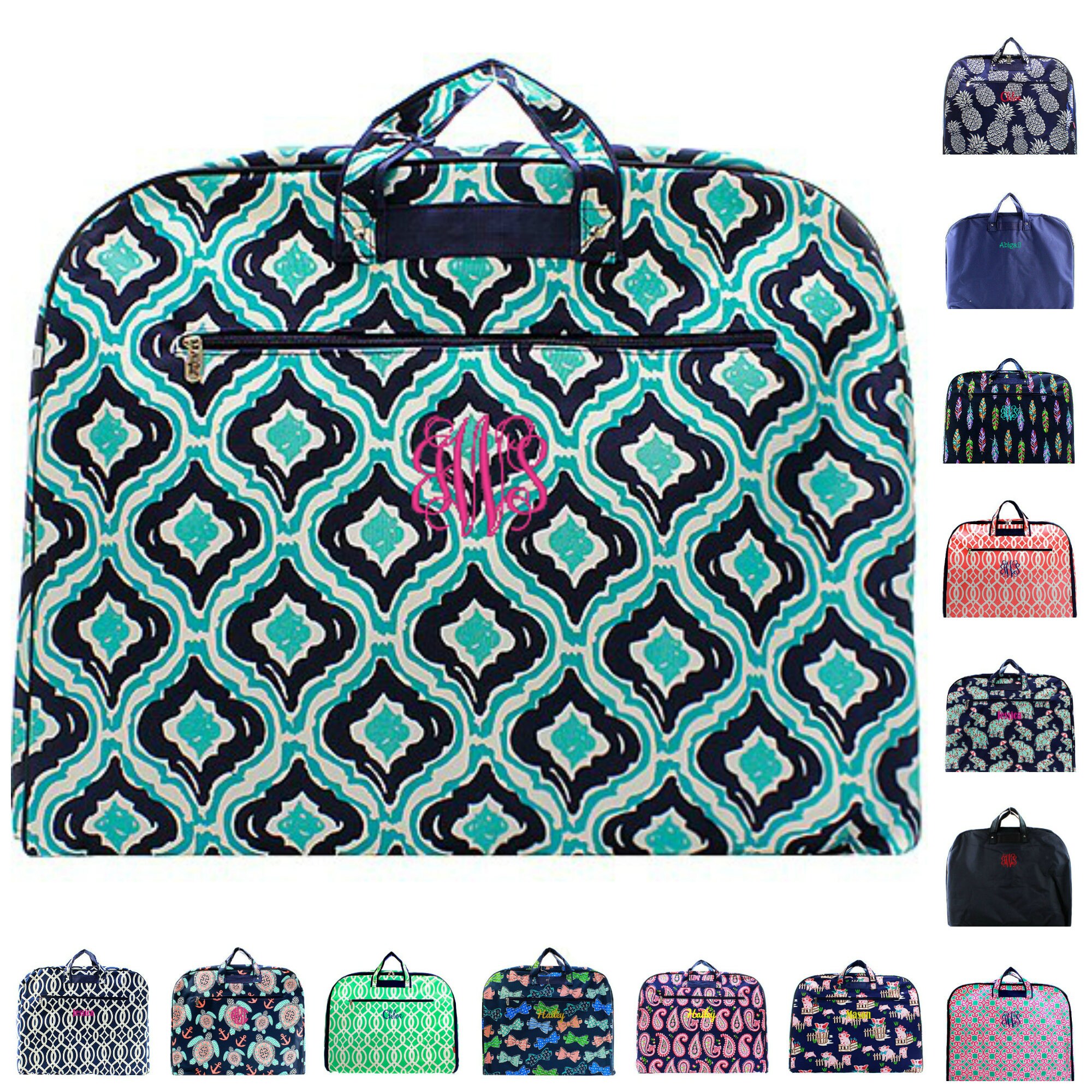 Monogrammed Garment Bag Personalized Dress Travel Tote Cheer
