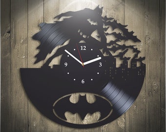 Wall Clock Modern, DC Comics Gift For Boy, Birthday Gift, Wall Clock Vintage, Batman Vinyl Record Wall Clock, Batman Vinyl Wall Clock