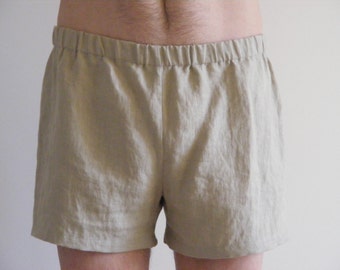 Mens Linen Shorts. Summer Casual Simple Linen Shorts, Beach Shorts