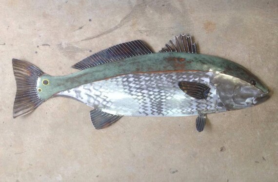 RedFish Metal Wall Art Sculpture 36in Beach Coastal Tropical
