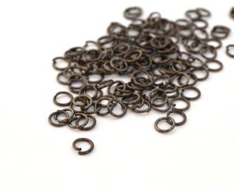 50 Silver 5mm black metal jump rings