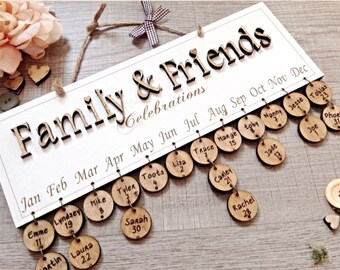 Family and Friends Birthdays And celebration board , Gift for her, Gifts under 25, More colours added. Mothers day gift . Wooden calender