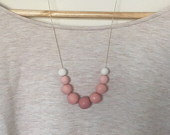 Pink Ombre Clay Beaded Necklace