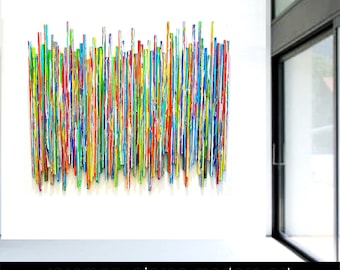 Large Wall Sculpture | Abstract Painted Mixed Media Wall Art | Custom Original Art Installation | Rosemary Pierce Modern Art | sku#LE33002