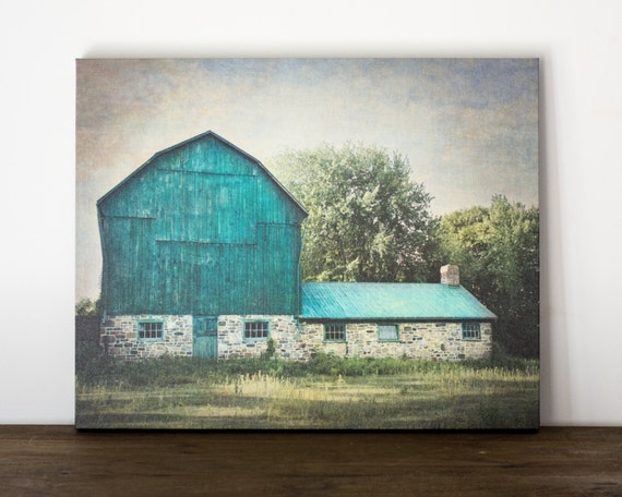 Blue Barn Canvas Art Rustic Wall Decor Farm Photography