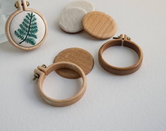 Kit NO laser Mini hoops embroidery frames - Premium hardwood: Maple, Cherry or Walnut - (MH33-X) - 33 mm