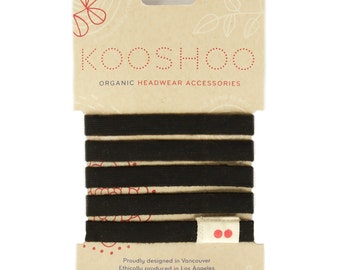 Black Organic Hair Ties - LILA Hairties. Plastic-free Black Hair Elastics for Thick Hair. Organic Cotton Hair Ties that are Biodegradable.