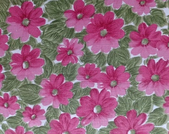 36" W x 1 yard L Pink Daisies on White