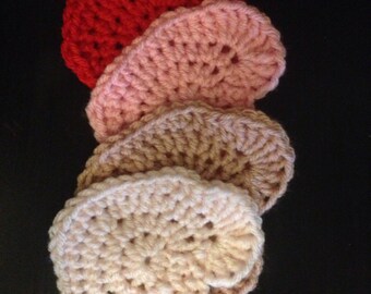 Crochet Valentine heart coasters
