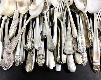 Mismatched Silverware Sets Flatware Stainless Silverplate Eclectic Farmhouse Cottage Chic Vintage Antique Service 4, 8, 12 +NEW INVENTORY