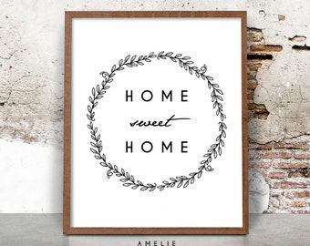 Home Sweet Print Sign Quote Printable Digital Download Housewarming Gift Home Sweet Print Sign Quote Printable Digital Download Housewarming Gift