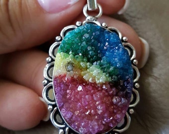 Rainbow Druzy Pendant!