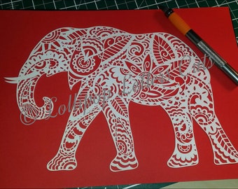 Paisley Elephant, DIY, Paper Cutting Template