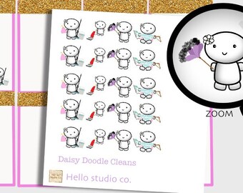 Daisy Cleaning/chore planner stickers. Cute cleaning Kawaii printable stickers great for any planner!!g