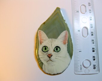 burmilla cat pin/pendant on agate