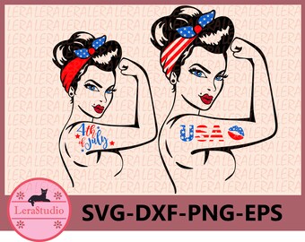60 % OFF, Girl Power SVG, 4th Of July Svg, Power Silhouette png, eps, svg, dxf, Girl, Woman Clipart, Patriotic Rosie Files, Cut Png File