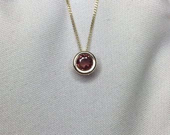 NATURAL Purplish Pink Tourmaline Gold Pendant 0.67ct Necklace Jewellery
