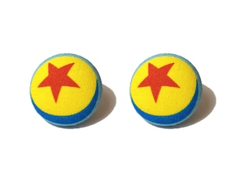 Pixar Pals "Luxo Ball" Toy Story Ball Inspired Fabric Button Earrings
