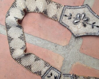 Antique 1920s beaded belt/ 20s drop waisted flapper belt