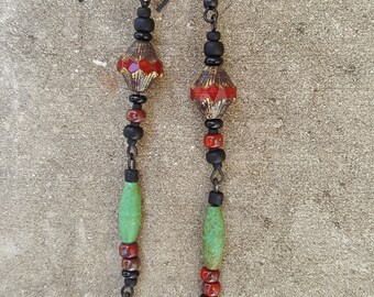 Red Lantern Glass Dangle Earrings