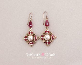 Beaded Earrings Tutorial - Oriental Style Earrings - Swarovski Crystal and Pearls Earrings - Earrings Pattern - Digital Download