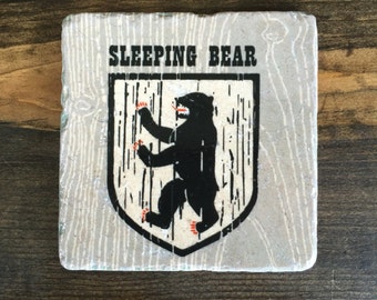 Sleeping Bear Dunes Michigan Coaster Tile with cork backing