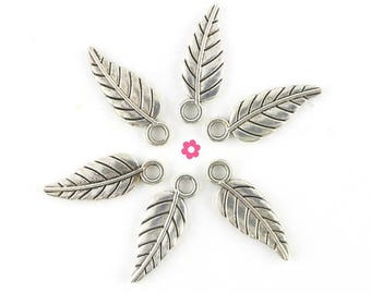 x 50 (287D) 18x6.5mm silver feather charm