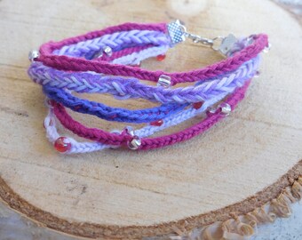pink shades boho lucet bracelet