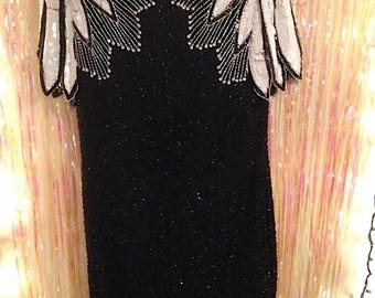 Stenay vintage black and white beaded dress. Fabulous!
