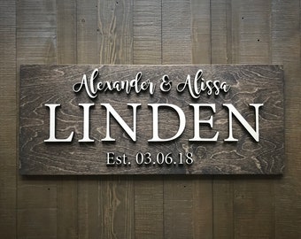 Custom Wood Sign / Last Name Sign / Home Sign / Established Sign / Personalized Wedding gift / Wedding Sign / 3D Sign / Family Name Sign